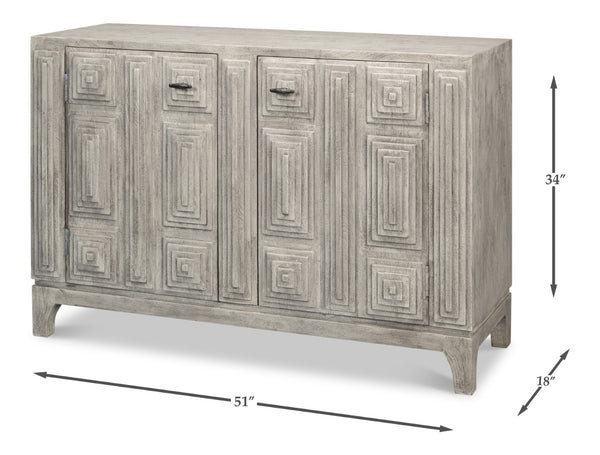 Sarreid Rafina Two Door Sideboard - Stylish Mango Wood Storage With 2 Removable Shelves For Modern Homes Grey  53827