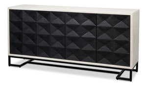 Sarreid Asiger Four Door Sideboard - Chic Off-white With Matte Black Doors, Crafted From Durable Mango Wood Black  53828