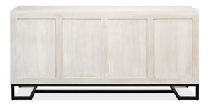Sarreid Asiger Four Door Sideboard - Chic Off-white With Matte Black Doors, Crafted From Durable Mango Wood Black  53828
