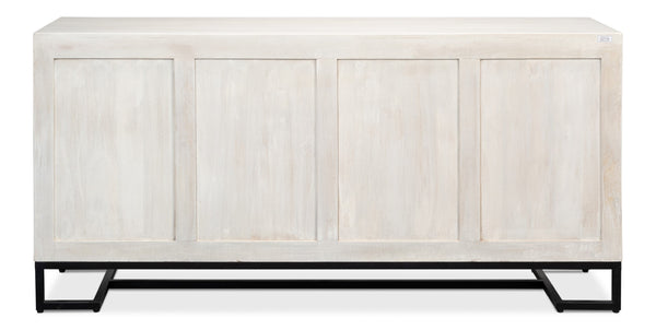 Sarreid Asiger Four Door Sideboard - Chic Off-white With Matte Black Doors, Crafted From Durable Mango Wood Black  53828