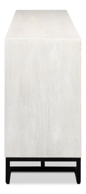 Sarreid Asiger Four Door Sideboard - Chic Off-white With Matte Black Doors, Crafted From Durable Mango Wood Black  53828