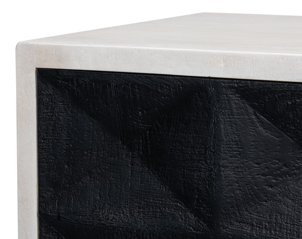 Sarreid Asiger Four Door Sideboard - Chic Off-white With Matte Black Doors, Crafted From Durable Mango Wood Black  53828