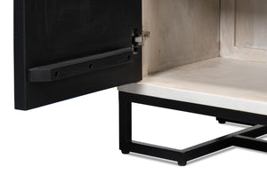 Sarreid Asiger Four Door Sideboard - Chic Off-white With Matte Black Doors, Crafted From Durable Mango Wood Black  53828