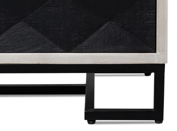 Sarreid Asiger Four Door Sideboard - Chic Off-white With Matte Black Doors, Crafted From Durable Mango Wood Black  53828
