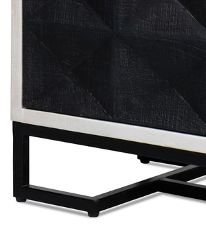 Sarreid Asiger Four Door Sideboard - Chic Off-white With Matte Black Doors, Crafted From Durable Mango Wood Black  53828