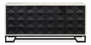 Sarreid Asiger Four Door Sideboard - Chic Off-white With Matte Black Doors, Crafted From Durable Mango Wood Black  53828