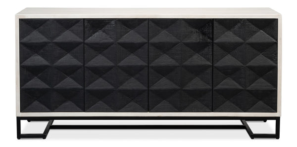 Sarreid Asiger Four Door Sideboard - Chic Off-white With Matte Black Doors, Crafted From Durable Mango Wood Black  53828