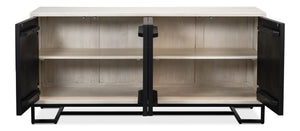 Sarreid Asiger Four Door Sideboard - Chic Off-white With Matte Black Doors, Crafted From Durable Mango Wood Black  53828