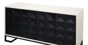 Sarreid Asiger Four Door Sideboard - Chic Off-white With Matte Black Doors, Crafted From Durable Mango Wood Black  53828
