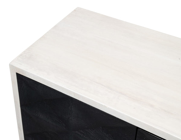 Sarreid Asiger Four Door Sideboard - Chic Off-white With Matte Black Doors, Crafted From Durable Mango Wood Black  53828