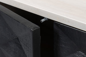 Sarreid Asiger Four Door Sideboard - Chic Off-white With Matte Black Doors, Crafted From Durable Mango Wood Black  53828