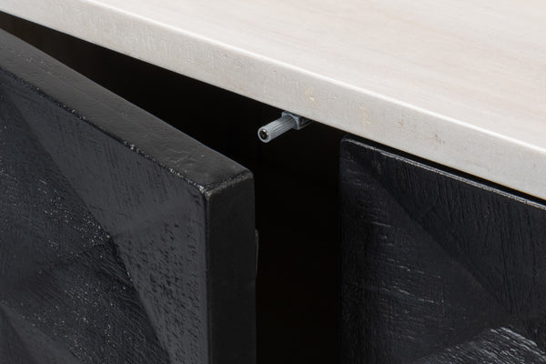 Sarreid Asiger Four Door Sideboard - Chic Off-white With Matte Black Doors, Crafted From Durable Mango Wood Black  53828