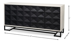 Sarreid Asiger Four Door Sideboard - Chic Off-white With Matte Black Doors, Crafted From Durable Mango Wood Black  53828