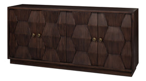Sarreid Preston Four Door Sideboard - Stunning Unx Orange & Black Mango Wood Design With 2 Removable Shelves Brown  53829