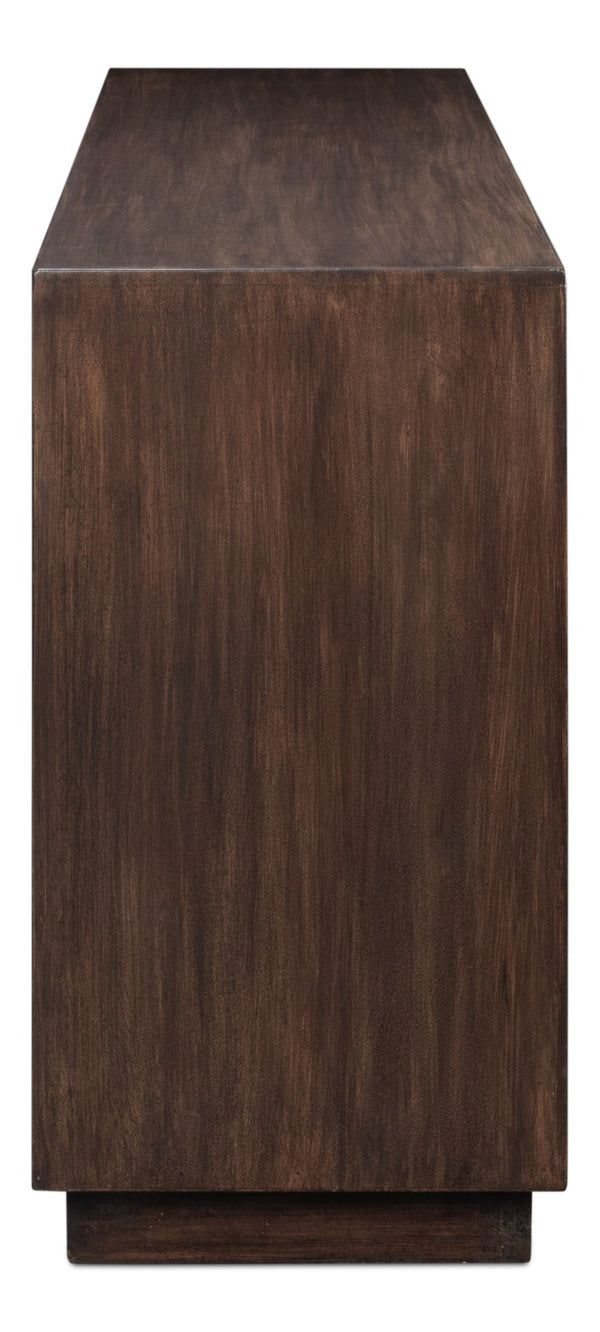 Sarreid Preston Four Door Sideboard - Stunning Unx Orange & Black Mango Wood Design With 2 Removable Shelves Brown  53829