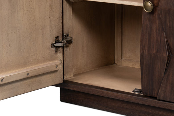 Sarreid Preston Four Door Sideboard - Stunning Unx Orange & Black Mango Wood Design With 2 Removable Shelves Brown  53829