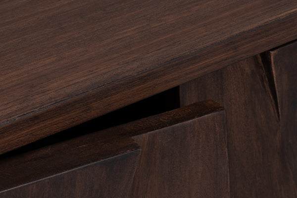 Sarreid Preston Four Door Sideboard - Stunning Unx Orange & Black Mango Wood Design With 2 Removable Shelves Brown  53829