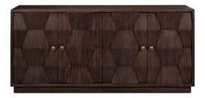 Sarreid Preston Four Door Sideboard - Stunning Unx Orange & Black Mango Wood Design With 2 Removable Shelves Brown  53829