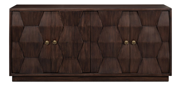 Sarreid Preston Four Door Sideboard - Stunning Unx Orange & Black Mango Wood Design With 2 Removable Shelves Brown  53829