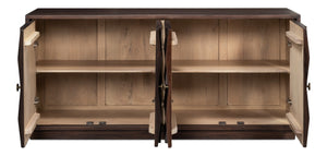 Sarreid Preston Four Door Sideboard - Stunning Unx Orange & Black Mango Wood Design With 2 Removable Shelves Brown  53829