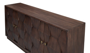 Sarreid Preston Four Door Sideboard - Stunning Unx Orange & Black Mango Wood Design With 2 Removable Shelves Brown  53829