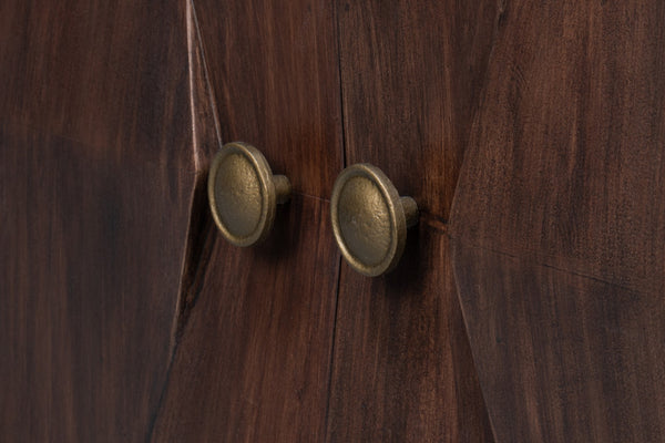 Sarreid Preston Four Door Sideboard - Stunning Unx Orange & Black Mango Wood Design With 2 Removable Shelves Brown  53829