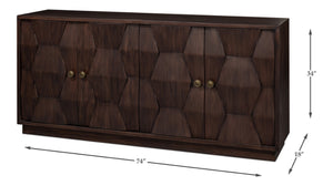 Sarreid Preston Four Door Sideboard - Stunning Unx Orange & Black Mango Wood Design With 2 Removable Shelves Brown  53829