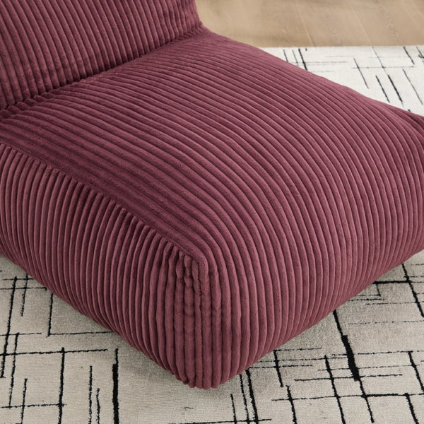 English Elm Big Corduroy Lounger Bean Bag with Ottoman Memory Foam Fill for Living Room Wine Red W395P435354