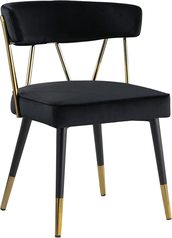 English Elm Glam Velvet Dining Chair Set of 2 with Gold Trim, Padded Foam Seat Upholstered Side Chairs for Home Decor Black+Gold 35 L x 23 W x 20 H B011P353083