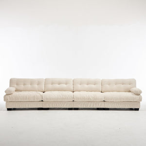 English Elm Modular Cloud Sectional Sofa Flannelette Upholstered Deep Seat with Plush Round Armrests Beige W2120S00045