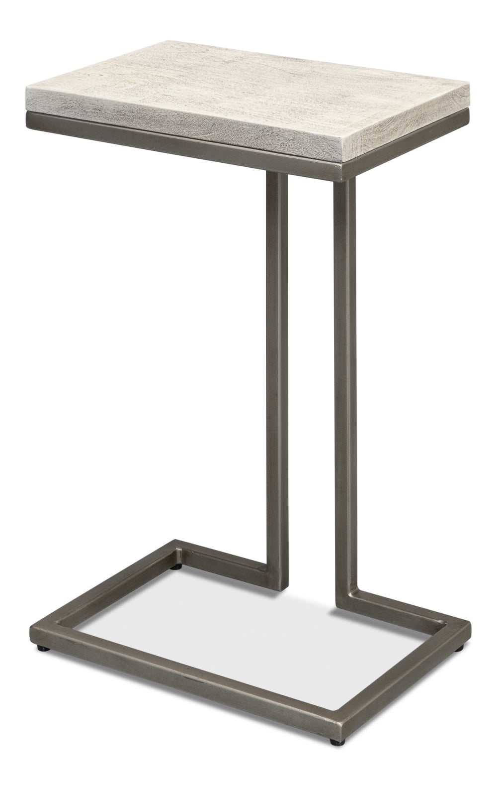 Sarreid Ponie End Table - Stylish Grey/White Top With Durable Gunmetal Base - Modern Iron & Mango Wood Design Grey  53831