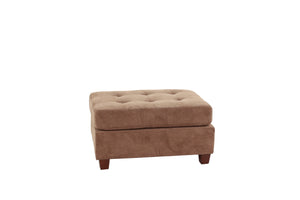 English Elm Cocktail Waffle Suede Ottoman in Truffle with Tufted Cushion, Plush 36"x26"x20" Accent Seat Hardwood Base B01152305