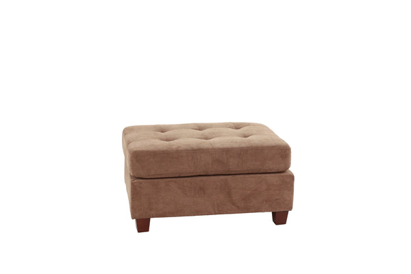 English Elm Cocktail Waffle Suede Ottoman in Truffle with Tufted Cushion, Plush 36"x26"x20" Accent Seat Hardwood Base B01152305