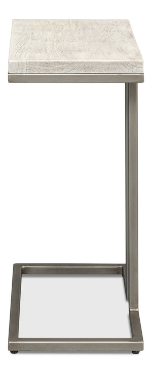 Sarreid Ponie End Table - Stylish Grey/White Top With Durable Gunmetal Base - Modern Iron & Mango Wood Design Grey  53831