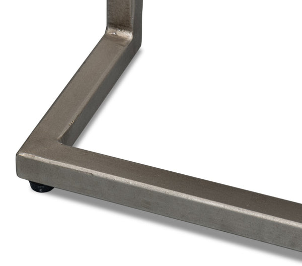 Sarreid Ponie End Table - Stylish Grey/White Top With Durable Gunmetal Base - Modern Iron & Mango Wood Design Grey  53831