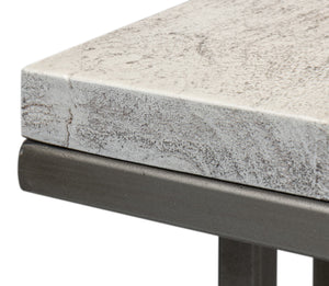 Sarreid Ponie End Table - Stylish Grey/White Top With Durable Gunmetal Base - Modern Iron & Mango Wood Design Grey  53831