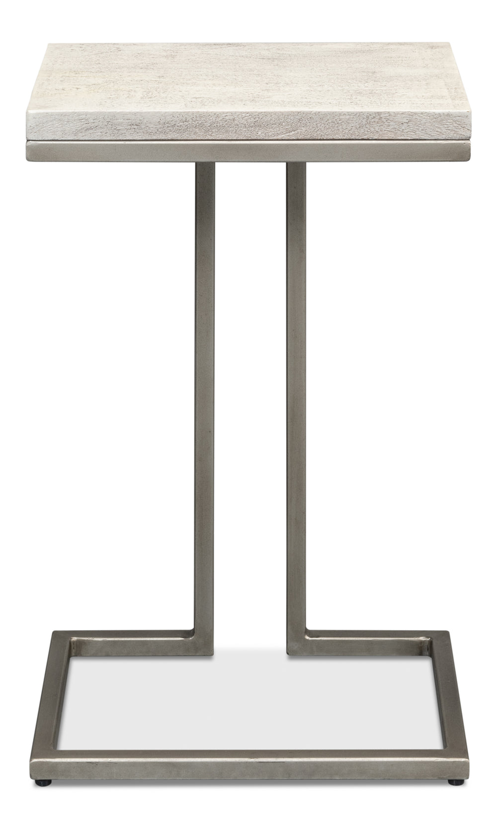Sarreid Ponie End Table - Stylish Grey/White Top With Durable Gunmetal Base - Modern Iron & Mango Wood Design Grey  53831