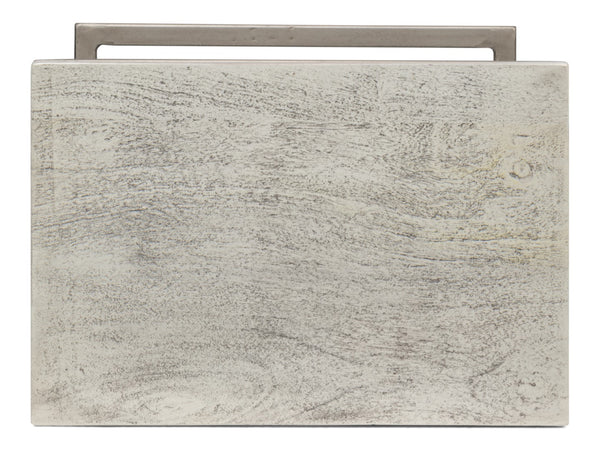 Sarreid Ponie End Table - Stylish Grey/White Top With Durable Gunmetal Base - Modern Iron & Mango Wood Design Grey  53831