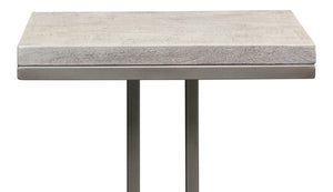 Sarreid Ponie End Table - Stylish Grey/White Top With Durable Gunmetal Base - Modern Iron & Mango Wood Design Grey  53831