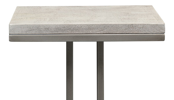 Sarreid Ponie End Table - Stylish Grey/White Top With Durable Gunmetal Base - Modern Iron & Mango Wood Design Grey  53831
