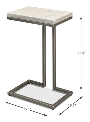 Sarreid Ponie End Table - Stylish Grey/White Top With Durable Gunmetal Base - Modern Iron & Mango Wood Design Grey  53831
