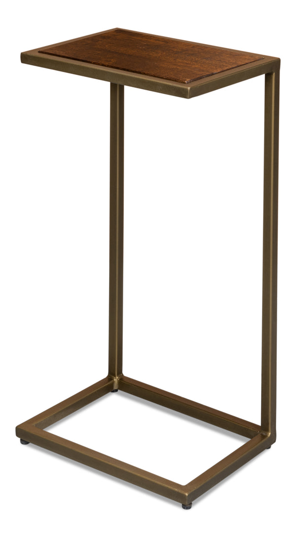 Sarreid Pablon End Table – Chic Brown Mango Wood Top With Elegant Gold Iron Base For Stylish Living Spaces Brown  53833