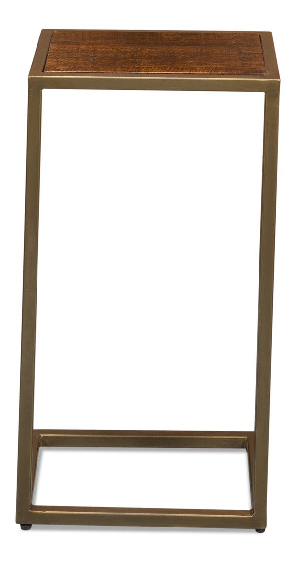 Sarreid Pablon End Table – Chic Brown Mango Wood Top With Elegant Gold Iron Base For Stylish Living Spaces Brown  53833