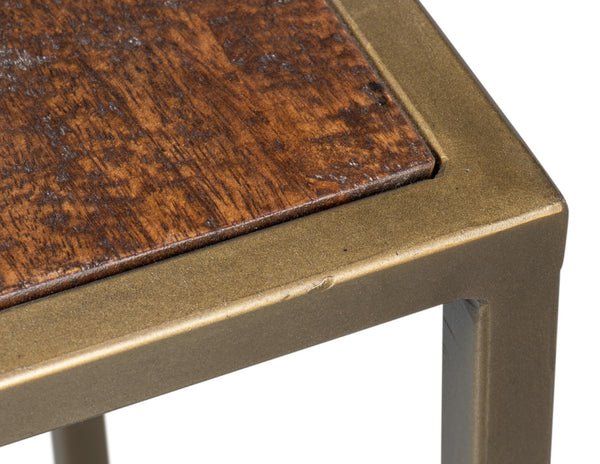 Sarreid Pablon End Table – Chic Brown Mango Wood Top With Elegant Gold Iron Base For Stylish Living Spaces Brown  53833