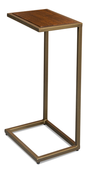Sarreid Pablon End Table – Chic Brown Mango Wood Top With Elegant Gold Iron Base For Stylish Living Spaces Brown  53833