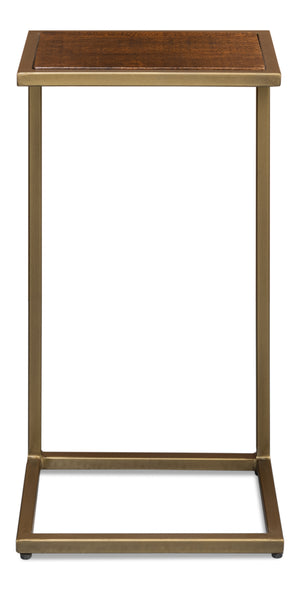 Sarreid Pablon End Table – Chic Brown Mango Wood Top With Elegant Gold Iron Base For Stylish Living Spaces Brown  53833