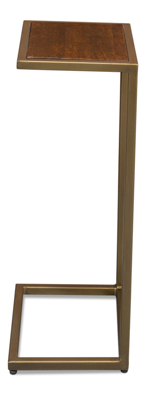 Sarreid Pablon End Table – Chic Brown Mango Wood Top With Elegant Gold Iron Base For Stylish Living Spaces Brown  53833