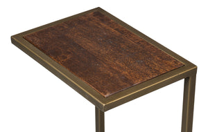 Sarreid Pablon End Table – Chic Brown Mango Wood Top With Elegant Gold Iron Base For Stylish Living Spaces Brown  53833