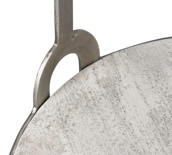 Sarreid Phin End Table: Stylish Grey & White Top With Gunmetal Base - Modern Iron & Mango Wood Design Grey  53834