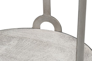 Sarreid Phin End Table: Stylish Grey & White Top With Gunmetal Base - Modern Iron & Mango Wood Design Grey  53834